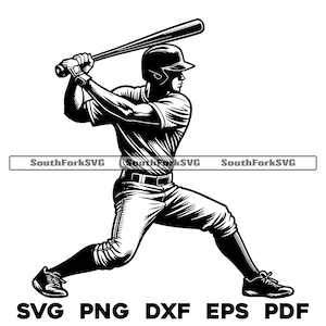 Baseball Spieler Design | svg png dxf eps pdf | Vektorgrafik-Design Ausschneiden Druck Laser-Gravur-Dateien | digitaler Download kommerzielle Nutzung