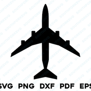 Avião Avião de Passageiros Avião Comercial Jato Silhueta | svg png dxf eps pdf | design digital download corte impressão laser arquivos uso comercial