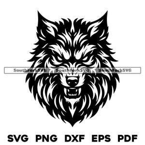 Testa di lupo mannaro svg png dxf eps pdf / progettazione grafica vettoriale trasparente taglio stampa colorante sub laser incide file uso commerciale