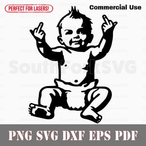Lustiges Baby Mittelfinger Design svg png dxf eps pdf | Vektorgrafik-Design Ausschneiden Druck Laser-Gravur-Dateien | digitaler Download kommerzielle Nutzung