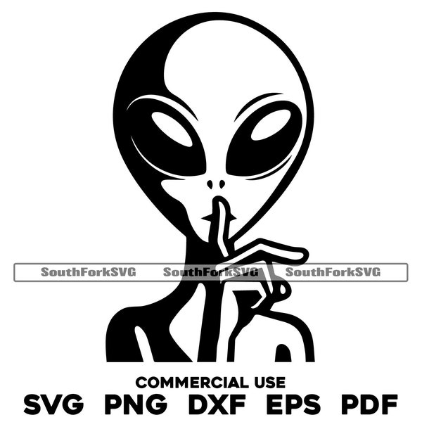 Alien Shh Secret svg png dxf pdf eps | vector graphic design cut print dye sub laser engrave digital files commerial use