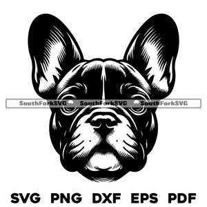 Design de cabeça de buldogue francês 2 | svg png dxf eps pdf | arquivo de corte de gráfico vetorial a laser clip art | download digital instantâneo uso comercial