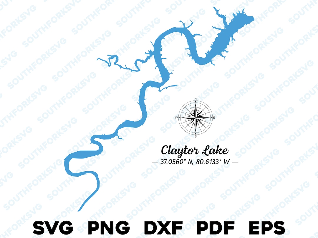Claytor Lake Virginia Map Shape Silhouette