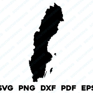 Zweden land silhouet & omtrek vormen svg png dxf pdf eps vector grafisch ontwerp knippen graveren laserbestand afbeelding kaart Europa
