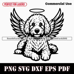 Ailes d'ange Goldendoodle & Halo svg png dxf eps pdf vecteur graphique coupe fichier laser clip art téléchargement numérique instantané usage commercial