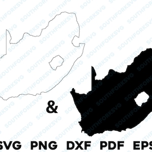Silhouette e contorni del paese del Sud Africa svg png dxf pdf eps grafica vettoriale design taglio incisione laser file immagine mappa