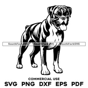 Boxer Dog Standing Design | svg png dxf eps pdf | arquivo de corte de gráfico vetorial a laser clip art | download digital instantâneo uso comercial