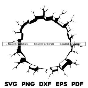 Gebarsten gat in muurontwerp | svg png dxf eps pdf | vectorafbeelding snijbestand laserclipart | direct digitaal downloaden voor commercieel gebruik