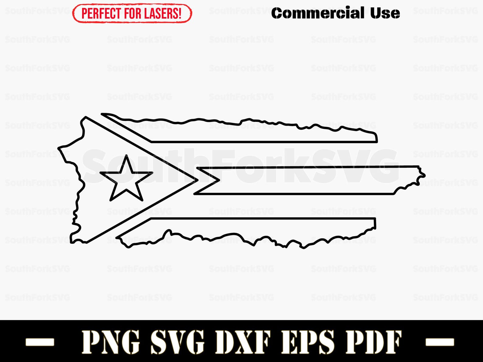 Puerto Rico Cnc Router File Puerto Rico Flag Shape Outline | Svg Png Dxf Eps Pdf | Vector Graphic ...