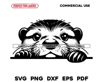 Peeking Otter Design | svg png dxf eps pdf | vector graphic cut file laser clip art | instant digital download commercial use