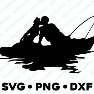 Couple Fishing SVG PNG DXF Cut File for  Silhouette Cameo Vector Graphic Clipart Romance Dating Wedding Love Mr. Mrs. Bride Date