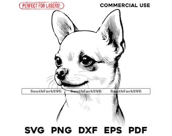 Chihuahua Retrato svg png dxf eps pdf / vector gráfico corte archivo láser clip art descarga digital instantánea uso comercial