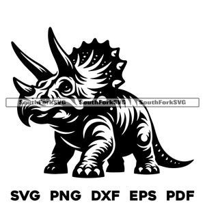 Triceratops dinosaurus svg png dxf eps pdf | vector grafisch ontwerp knippen afdrukken lasergraveren bestanden commercieel gebruik