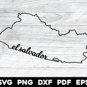 Zarys kraju Salwadoru z tekstem skryptowym | svg png dxf eps pdf | projekt grafiki wektorowej cięcie drukowanie barwnik sublimacyjny laser cnc cyfrowy