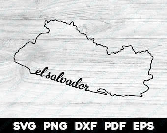 El Salvador Country Outline with Scripted Text | svg png dxf eps pdf | vector graphic design cut print dye sub laser cnc digital