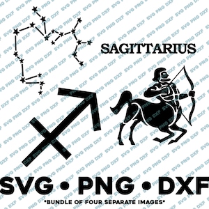 Schütze Sternzeichen Bundle SVG PNG DXF Schnittdatei für Silhouette Cameo Sternzeichen Horoskop Konstellation Tarot Astrologie Geburtstag Feuer