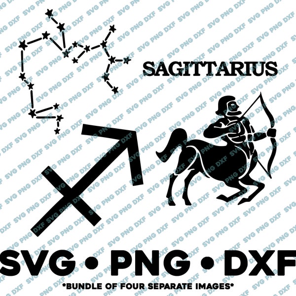 Sagittarius Zodiac Bundle SVG PNG DXF Cut File for  Silhouette Cameo Star Sign Horoscope Constellation Tarot  Astrology Birthday Fire