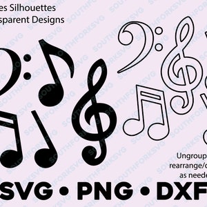 Musiknoten SVG PNG DXF Bundle Vektorgrafik Schnittdatei digitales Design Musik-Icons Klavier Orchester Band Notenblatt Musiksymbol