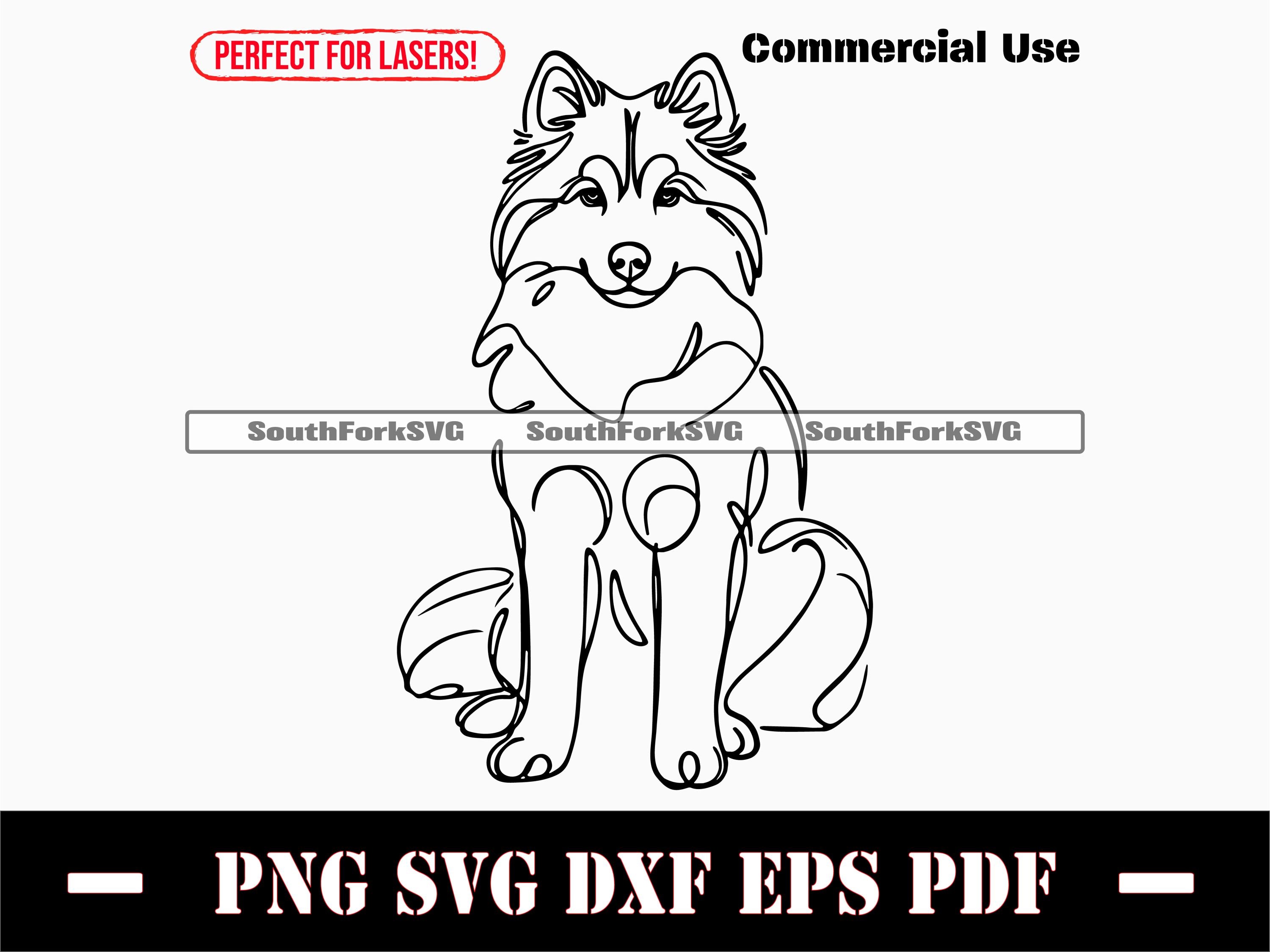 Siberian Husky Dog Minimal Line Art Svg Png Dxf Eps Pdf | Vector ...