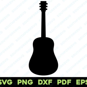 Akoestische gitaar silhouet | svg png dxf eps pdf | vector grafisch ontwerp gesneden print dye sub laser cnc graveren digitale bestanden direct downloaden