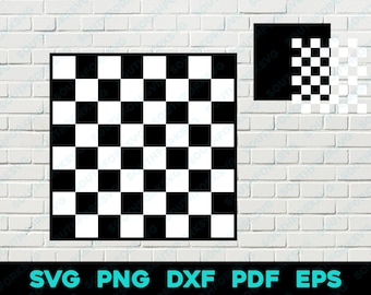 Tablero de ajedrez y damas con capas de color (SVG, PNG, DXF, EPS, PDF). Archivo de corte para grabado láser e impresión. Ideal para juegos de mesa como backgammon, mandala y go fish.