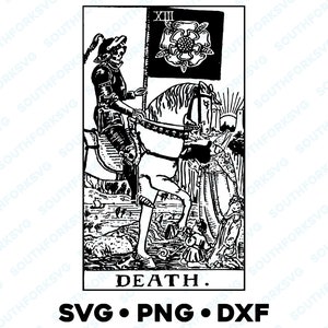 Carta de Tarô da Morte Arcanos Maiores Rider Waite Deck SVG PNG DXF Fundo Transparente | Imagem de Design Gráfico Vetorial Divinatório