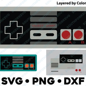 Video Game Controller SVG PNG DXF Joystick layered silhouette graphic sublimation vector cartoon clip art gamer retro classic 8 bit gaming