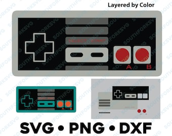 Video Game Controller SVG PNG DXF Joystick layered silhouette graphic sublimation vector cartoon clip art gamer retro classic 8 bit gaming