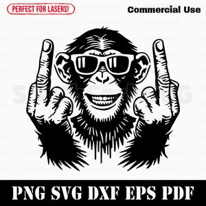 Chimpanzee Middle Fingers svg png dxf pdf eps | vector graphic design cut print dye sub laser engrave digital files commerial use