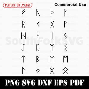 Elder Futhark Runes Only svg png dxf eps pdf Bundle | Older Futhark Runes vector graphic design cut print dye sub cnc laser engrave files