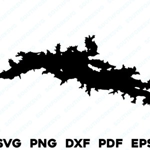 Lago Maumelle Arkansas Mapa Forma Contorno Silueta svg png dxf pdf eps vector diseño gráfico corte grabado archivo láser imagen barco casa