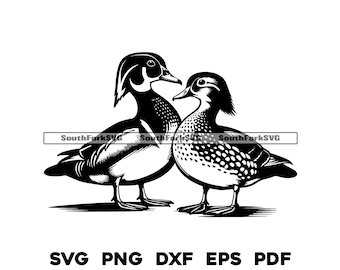 Male & Female Wood Ducks Pair svg png dxf eps pdf vector graphic design cut print dye sub laser engrave cnc digital files commercial use