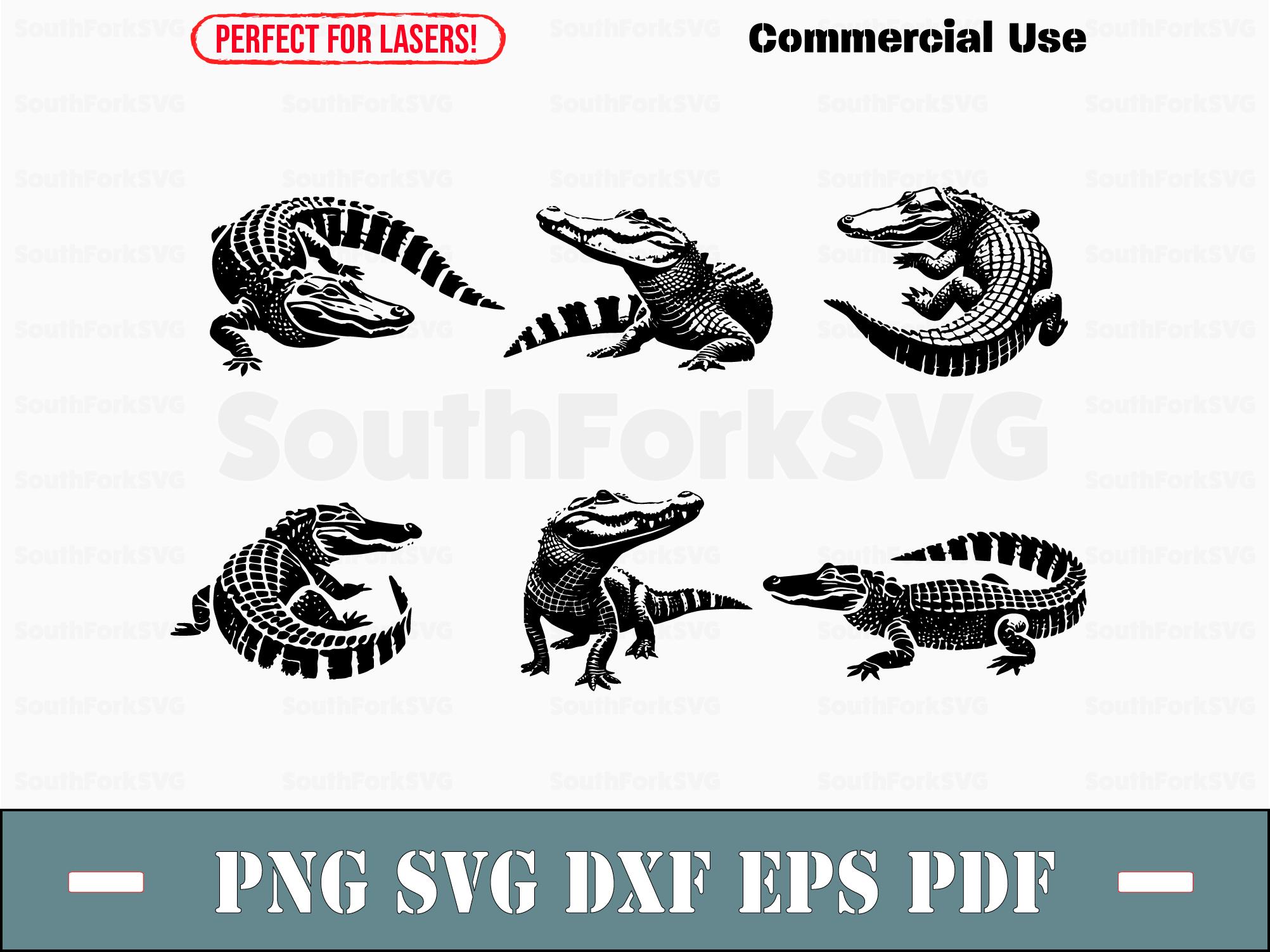 Alligator SVG Bundle Svg Png Dxf Eps Pdf Laser Cnc Vinyl Cut Print Dye ...