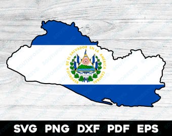 Esquema del país de la bandera de El Salvador / svg png dxf pdf eps / diseño gráfico vectorial corte impresión tinte sub clip art imagen archivo digital Centroamérica
