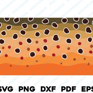 Wzór skóry pstrąga brunatnego średni svg png dxf eps pdf tęczowy strumień brązowy złoty pstrąg mucha wędkarstwo projekt wektor wędkarstwo polowanie na zewnątrz 4