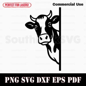 Peering Cow svg png dxf eps pdf | vector graphic cut laser clip art dye sub print file instant digital download commercial use