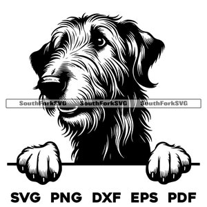 Peeking Irish Wolfhound Dog Head Design svg png dxf eps pdf | vector graphic cut file laser clip art instant digital download commercial use