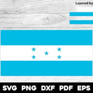 Honduras Honduran Flag | svg png dxf eps pdf | Layered by Color vector graphic design cut print dye sub cnc laser engrave digital files