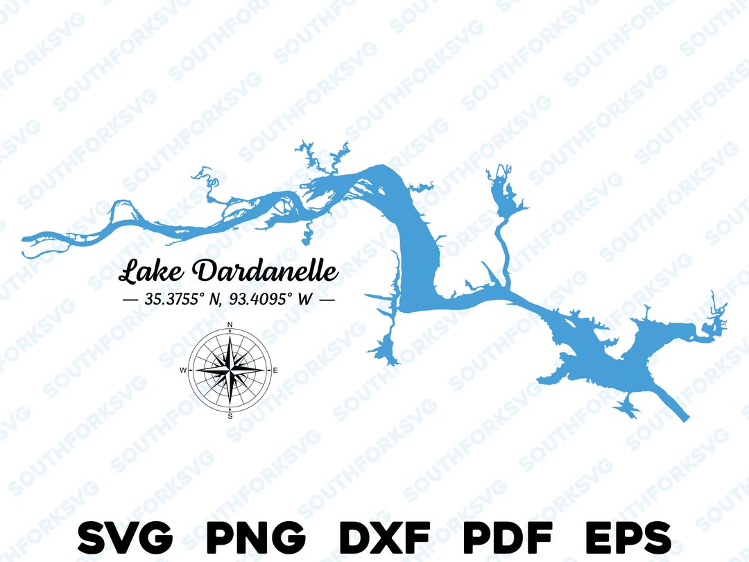 Lake Dardanelle Arkansas Map Shape Silhouette Svg Png Dxf Pdf Eps