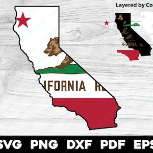 Forme du drapeau de l'État de Californie 2 | svg png dxf eps pdf | Fichiers numériques cnc laser pour impression graphique vectorielle découpée