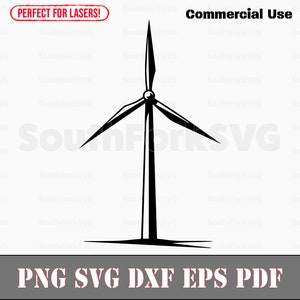 Turbina eólica svg png dxf eps pdf / archivo de corte gráfico vectorial clip art láser / descarga digital instantánea para uso comercial