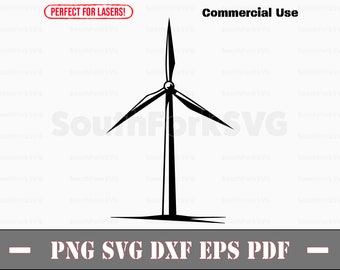 Wind Turbine svg png dxf eps pdf | vector graphic cut file laser clip art | instant digital download commercial use
