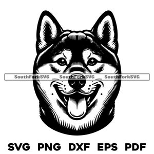 Shiba Inu Dog Head Design | svg png dxf eps pdf | vector graphic cut file laser clip art | instant digital download commercial use