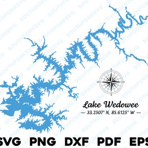 Lake Wedowee Alabama R L Harris Stausee Karte Form Silhouette svg png dxf pdf eps Vektorgrafik