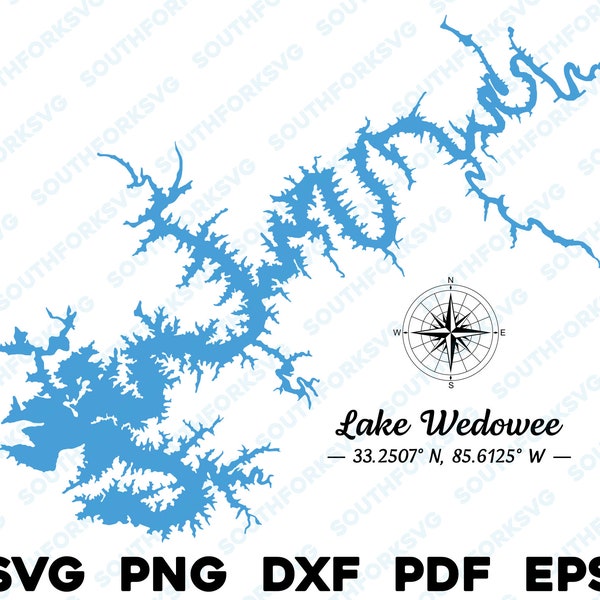 Wedowee Lake Map - Etsy
