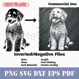 Conception inversée Goldendoodle svg png dxf eps pdf | Impression découpée au laser, gravure laser, téléchargement numérique instantané, utilisation commerciale
