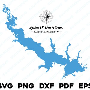Lake O' the Pines Texas Silhouette Shape svg png dxf pdf eps vector diseño gráfico corte grabado archivo láser imagen canotaje casa del lago
