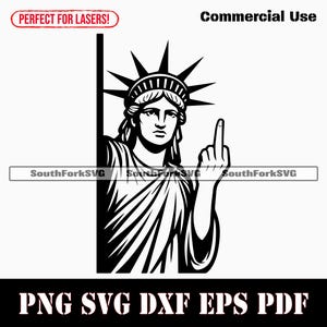 Estátua da Liberdade, dedo médio, svg, png, dxf, eps, pdf, gráfico vetorial, corte, estêncil, laser, clip art, sublimação, impressão, download, uso comercial