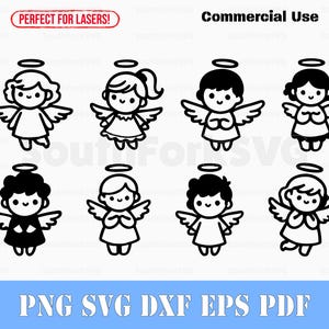 Einfache süße Engel Doodles Bundle svg png dxf eps pdf | kommerzielle Nutzung
