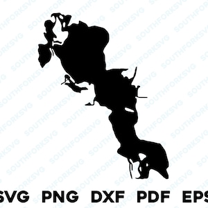Big Turkey Lake Indiana Mapa Forma Contorno Silueta svg png dxf pdf eps vector diseño gráfico corte grabado archivo láser imagen lago con botes